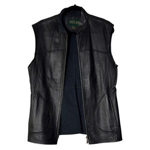 Danier Women's Sleeveless Black Leather Zippered Vest